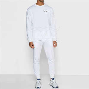 Vente en gros Sweat-shirt à fermeture éclair Sweat-shirt blanc 2 pièces Sports Gym Jogging pour hommes Survêtements à fermeture éclair - Product Image 4