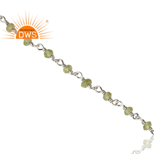 Pulsera de plata de ley 925 con gemas de peridoto Natural, brazalete de cadena con piedras preciosas chapadas en rodio blanco - Product Image 3