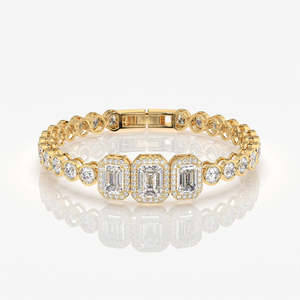 Brazalete de Diamantes Cultivados en Laboratorio con Corte Esmeralda para Mujer, Oro de 14k, Elegantes Brazaletes de Diamantes - Product Image 1