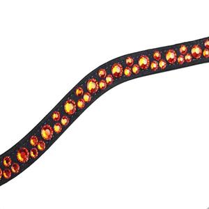 Bandeau de tête pour cheval en cuir anglais, durable et facile à utiliser, avec cristaux de luxe, strass et chaîne thermocollée - Product Image 4