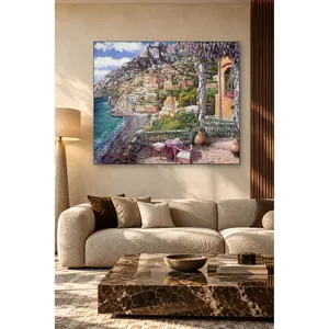 Côte de Positano vue depuis une terrasse avec impression sur toile Wisteria - Product Image 2