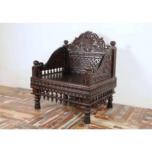 Ensemble de canapé sectionnel sculpté en bois de teck massif royal moderne de luxe coussin en tissu gonflable convertible entrepôt de villa et d'école - Product Image 3