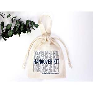 Custom Bachelorette Party Survival Pouch Solid Color Hangover Kit & Recovery Tote <b>Bag</b> with <b>Drawstring</b> Closure - Product Image 3