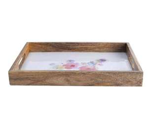 Bandeja de servicio de madera de trabajo de esmalte impreso con pegatina, bandeja de desayuno para servir, bandeja de servicio de madera clásica de alta calidad - Product Image 5