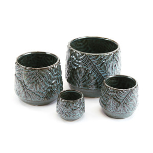 CYC3308BL - Bol en forme de fougère bleu azur lavé, très grand format - 7,8 L x 6,5 H - Product Image 4