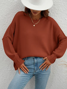 Pull ras du cou pour femmes élégantes en tricot lâche simple séparation pulls décontractés pour les femmes chaudes - Product Image 5