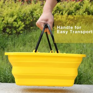 Đóng Mở 10L (2.6 Gallon) Nhựa Di Động Xô Nhỏ Gọn Xử Lý Đa Dụng Có Thể Gập Lại Nước Thùng Cho Cắm Trại Ngoài Trời Xe Cửa Sổ - Product Image 2