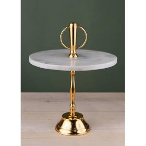 Supports à gâteaux à un étage en métal et marbre de luxe élégants Pièce maîtresse de table Supports à gâteaux modernes pour décoration de table de mariage de fête d'occasion - Product Image 1