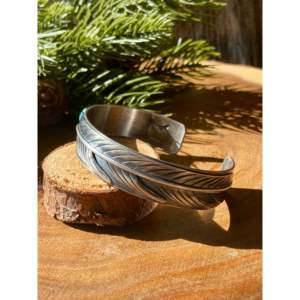 Tony Yazzie Fashion <b>Cuff</b> Bracelet Multi-Stone & Sterling Silver <b>Feather</b> Design - Product Image 4