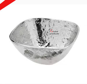 Cuenco para servir comida de metal de acero inoxidable con acabado plateado de nueva apariencia para restaurante y bar de hotel - Product Image 1