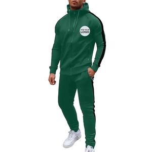 Chándal para hombre, Conjunto de sudadera con capucha y pantalones de chándal con cremallera informal para hombre, chándal de invierno, traje de 2 piezas, ropa deportiva para correr de lana cálida - Product Image 1