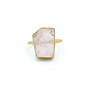 Anillo de piedras preciosas sin forma de cuarzo rosa hecho a mano para mujer, aniversario de compromiso o regalo de cumpleaños de la India - Product Image 2