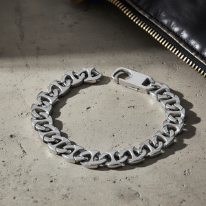 Bracelet pour homme tendance en acier inoxydable argenté, style motard, ancre, perle de titane et diamant, style ethnique, pour cadeau, vendeur américain SL18 - Product Image 3