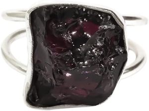 Anillo de Plata de Ley 925 con Granate Natural, Piedra Natalicia de Enero, Doble Banda, Regalo de San Valentín, Joyería Hecha a Mano - Product Image 3