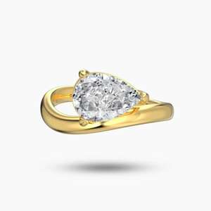 Bague en or plaqué 18 carats avec diamant, forme de goutte d'eau torsadée, fleur glacée 8A, argent sterling 925, design de mariage, bagues en diamant - Product Image 1