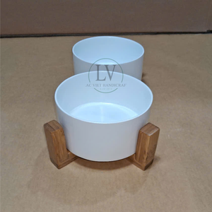 Vente en gros de nourriture pour animaux de compagnie en bambou naturel filé bol pour chien et chat avec support design moderne bon prix du Vietnam - Product Image 4