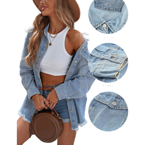 High Street 2024 chaqueta vaquera hecha a medida para mujer artículos Premium transpirable a prueba de viento Chaquetas vaqueras elegantes para mujer servicio OEM - Product Image 1