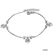 Indian Handmade (Love) Written 925 Sterling Silver Heart Charm Anklet Delicate <b>Ankle</b> <b>Bracelet</b> for Women and Girls Wear - Product Image 2