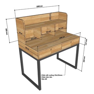 Table en bois de caoutchouc intégrée avec étagère et surface en PU, garantie 12 mois BD68088 - Product Image 5