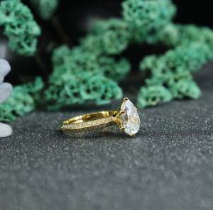 Pear Cut Moissanite Engagement <b>Ring</b> 925 Sterling <b>Silver</b> Gold Plated | Minimalist <b>Solitaire</b> Wedding <b>Ring</b> for Women - Product Image 6