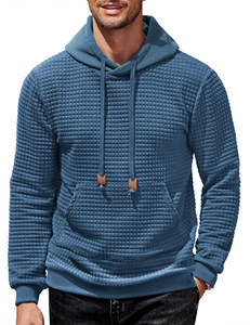 Sweat-shirts à capuche pour hommes avec impression de logo personnalisée, broderie, manches longues, tissu gaufré, sweat-shirt décontracté avec poche kangourou - Product Image 1