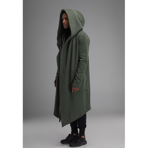 Vente en gros de sweats à capuche pour hommes, longs et allongés, 100% coton, avec fentes latérales et fermeture éclair, logo personnalisé OEM - Product Image 3