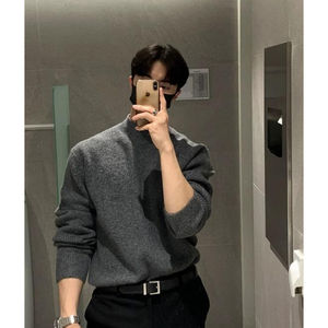 Sweat-shirt d'hiver personnalisé pour hommes épaissi Vintage décontracté tricots surdimensionnés avec col montant pull-over vêtements durables logo à l'avant - Product Image 3