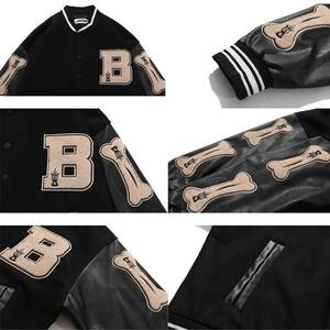 Venta al por mayor de chaqueta de invierno con logotipo personalizado Varsity Letterman Unisex béisbol universitario de gran tamaño algodón lana moda Streetwear prendas de vestir exteriores - Product Image 4