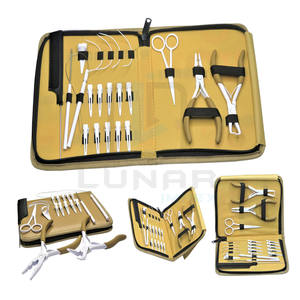 Alicates de extensión de pelo, Clips en forma de C, agujas, anillo de separación, cola, peine, tijeras de pelo pequeñas, gancho de pelo con lazo de alambre en Color blanco y bronceado - Product Image 5