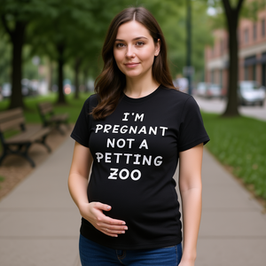 Camiseta con estampado de mamá embarazada, I'm Pregnant Not A Petting Zoo, color negro, para adultos, unisex - Product Image 3