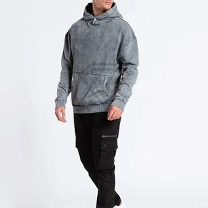 Sudaderas con Capucha Lavadas al Ácido con Logotipo y Diseño Personalizados, Sin Ribete Inferior, Sudadera Urbana para Hombre, Sudadera Vintage Lavada de Algodón para Hombre - Product Image 4