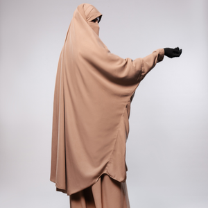 New Trending <b>Modest</b> Two Piece Overhead for Abaya with Breathable Polyester Fabric Floor Length Long Sleeves - Product Image 1