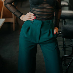 Pantalones Deportivos Elegantes para Mujer, Cintura Alta, Pierna Ancha, Corte Ajustado, Plegables, Transpirables, Elásticos, Diseño Liso - Product Image 5