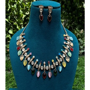 Collar de diamantes de circonita CZ de lujo con pendientes, conjunto de joyas con aspecto de diamante americano para regalo de boda, fiesta elegante - Product Image 1