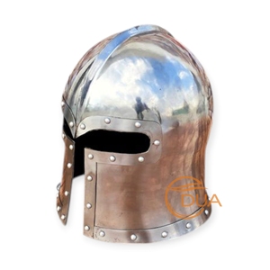 Casco medieval Barbuta hecho de lámina de calibre 18 diseñado para Recreaciones históricas - Product Image 3