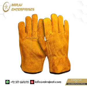 Venta al por mayor de guantes de cuero de vaca duraderos guantes de cuero de seguridad para el trabajo resistentes al desgaste anti-calor de Pakistán para uso al aire libre - Product Image 2