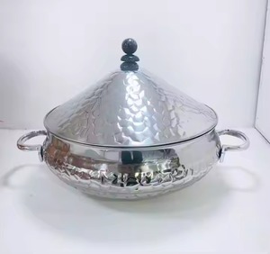 Casserole de luxe de haute qualité faite à la main arabe Design moderne chauffe-plats de cuisine de table ronde - Product Image 5