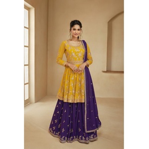Elegante Traje de Novia de Última Moda, Salwar Kameez de Georgette con Bordado de Lentejuelas, Tipo Lehenga, Vestido Pakistaní para Mujer - Product Image 1