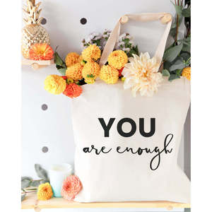 You Are Enough Cotton Canvas Tote Bag Durable Eco-Friendly Simple Letter Pattern Heat Transfer Medium for Daily Use Advertising - Product Image 3