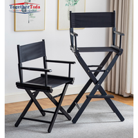 Chaise de Réalisateur Pliable en Bois à Haute Assise avec Repose-Pieds pour Studio Extérieur, Maquillage et Tournage