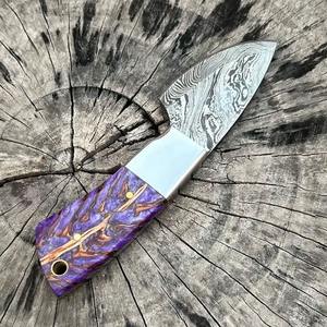 Cuchillo Plegable de Acero de Damasco de Lujo con Mango de Madera de Wengi, Personalizable OEM para Caza al Aire Libre y Exhibición Coleccionable - Product Image 3