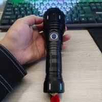 Lampe torche longue portée en métal 1000 lumens, zoom USB-C, rechargeable, lumière blanche, laser tactique, LED puissante