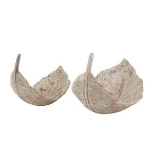 Ensemble de 2 bols décoratifs en bois à feuilles courbes, élégant accent de table pour la décoration de la maison et l'affichage des repas, fabriqué à la main en Inde - Product Image 6