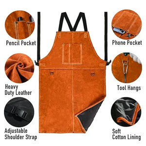 Premium Quality Heat-Resistant Cowhide <b>Leather</b> Welding <b>Apron</b> New Release Sleeveless Reusable Protective Welding Gear - Product Image 3