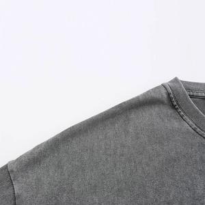 T-shirt 100% coton personnalisé pour hommes de haute qualité en détresse style vintage personnalisé délavé à l'acide surdimensionné logo chemise décontractée - Product Image 6