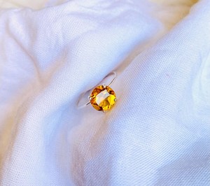 Natural Citrine 925 Sterling Silver Ring November <b>Birthstone</b> Jewelry Yellow Solitaire Ring Gift For Her Elegant Citrine - Product Image 4