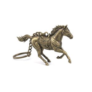 Llavero de metal con figura de caballo, redondo, de aleación de zinc, chapado en oro, con impresión UV y esmalte suave, venta al por mayor del fabricante - Product Image 2