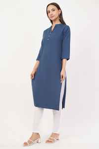 ชุดสตรีผ้าฝ้ายแท้สีน้ำเงินล้วนยืดได้ - Product Image 5