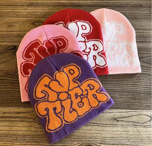 Tuques en acrylique personnalisables et chaudes imprimées sur toute la surface Bonnet d'hiver en tricot avec tuque réversible Berretti Skullies - Product Image 5