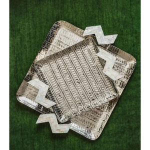 Ramadan Eid Decor Tray Snacks Plate Dessert Rack Oval Metal Tray Luxury Home Decor Tray for Home <b>Hotel</b> <b>Supplies</b> - Product Image 5